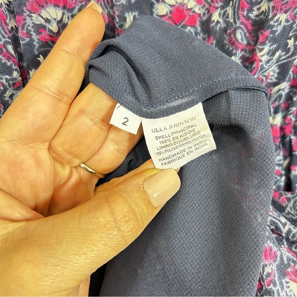 🌟 Ulla Johnson Women's Ollie Silk Floral Mini Dress Blue Pink Size 2 - Picture 7 of 11